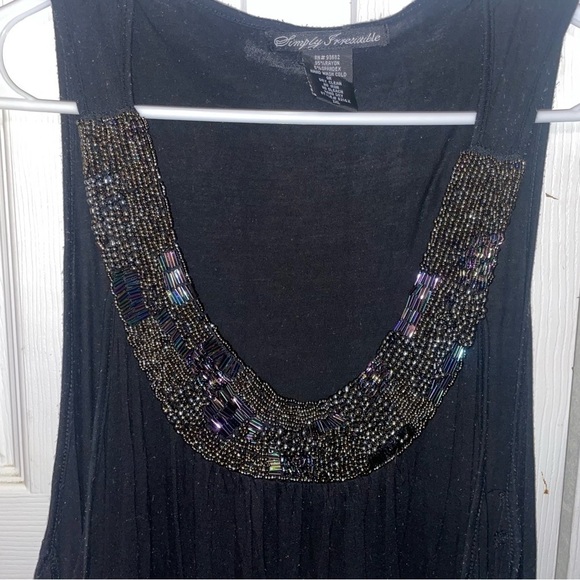 Simply Irresistible Black Beaded Rhinestone Soft Tank Top Size 2XL - Picture 3 of 5